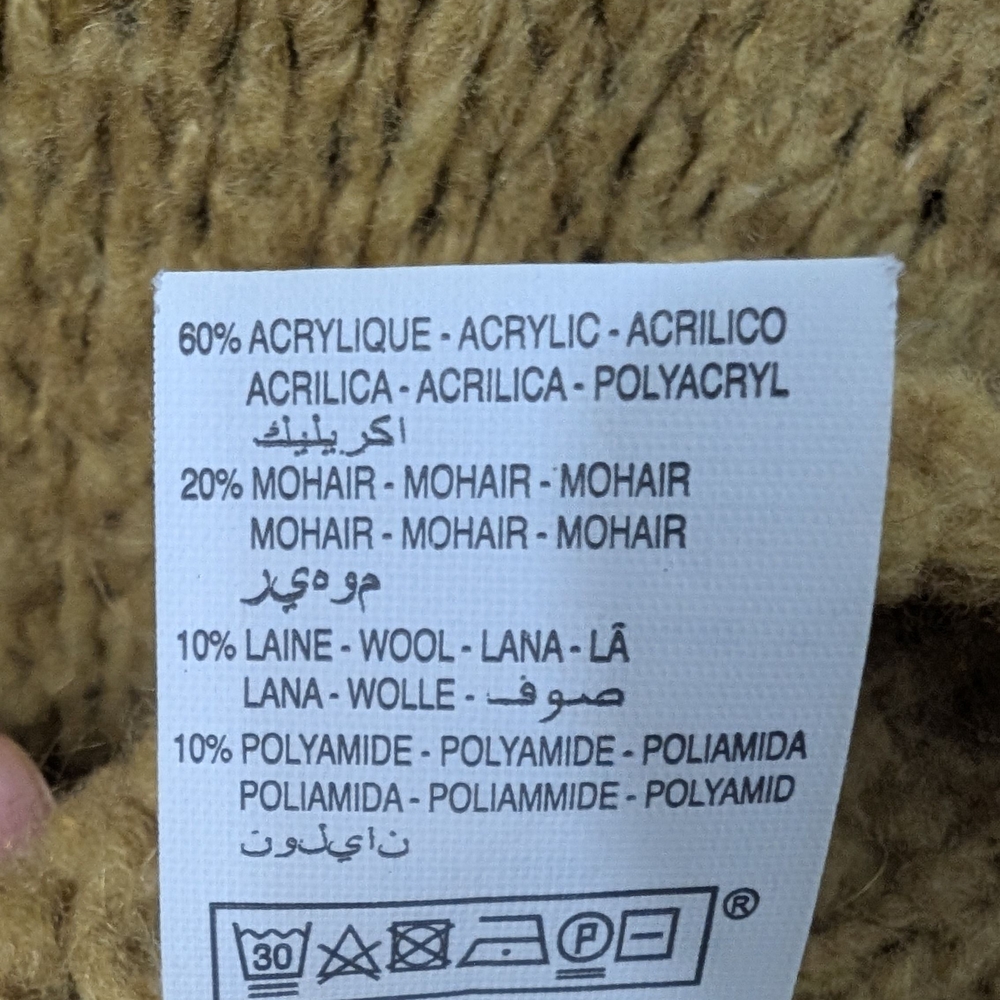 Oversized Open-Front Mustard Cardigan with Pockets - Picture 10 of 10